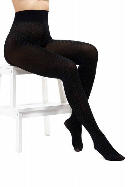 80Den micro-dot patterned tight black