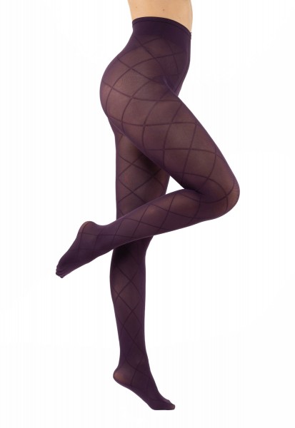 argyle tights 50den black / blue / plum color