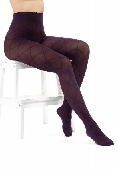 argyle tights 50den black / blue / plum color