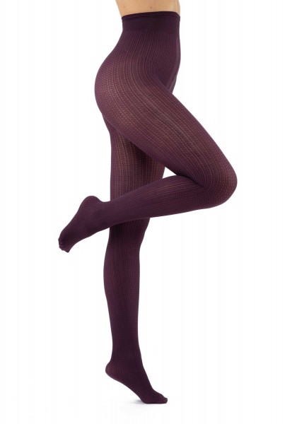 Cable tights 80 Den Plum