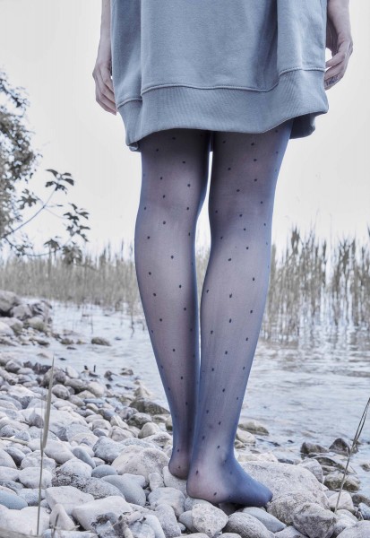 Dot tights 20 den black / blue