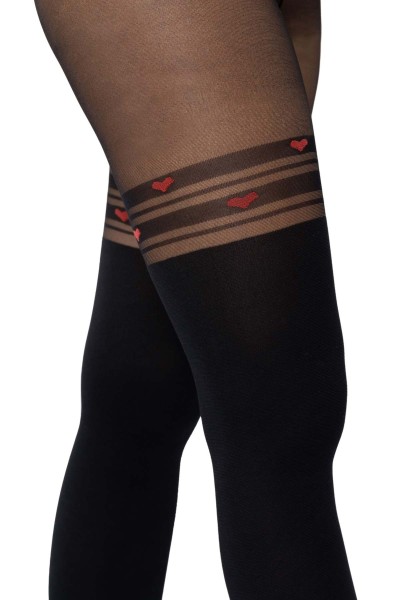 Fancy tight with red hearts and over-knee effect